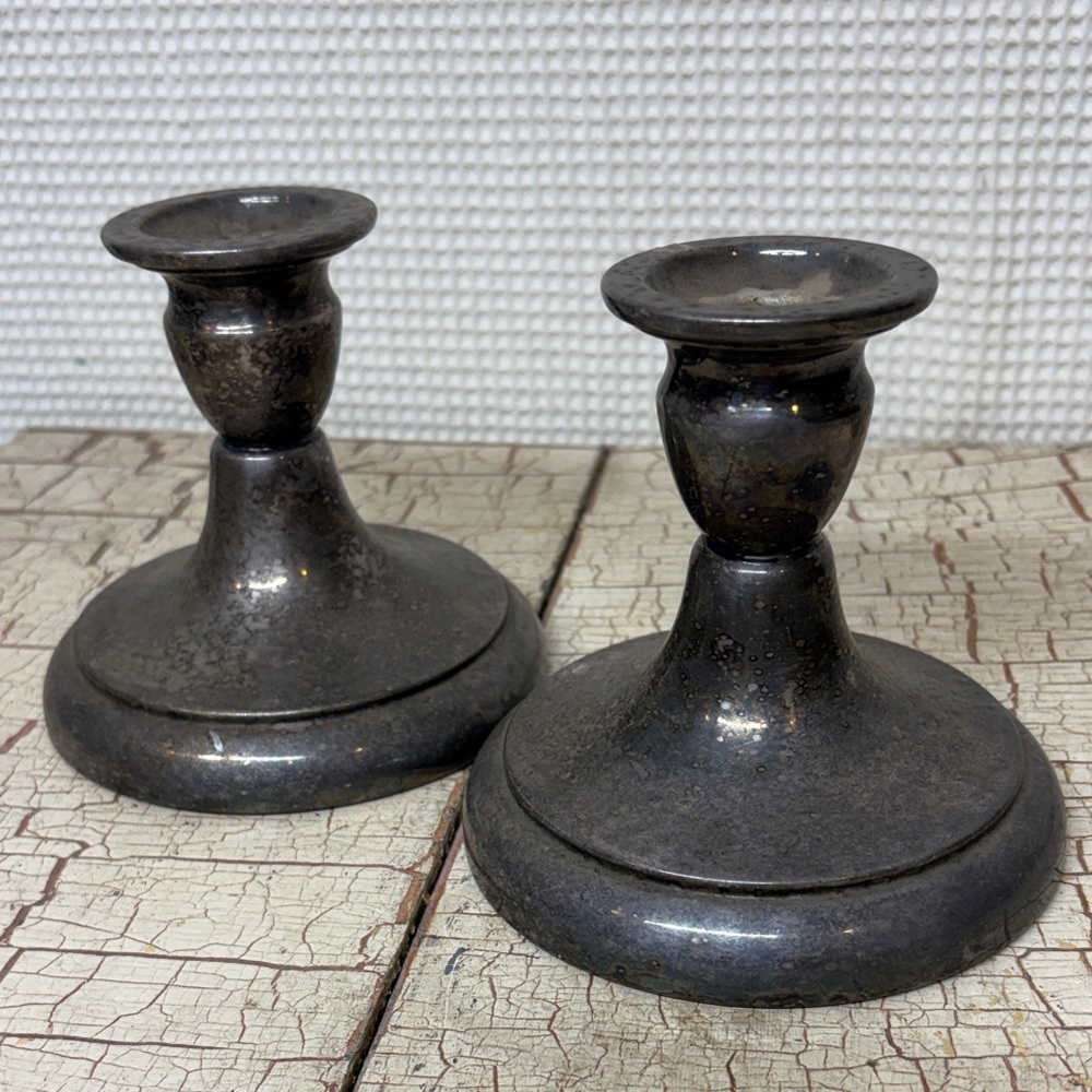 Silver-plated candleholders